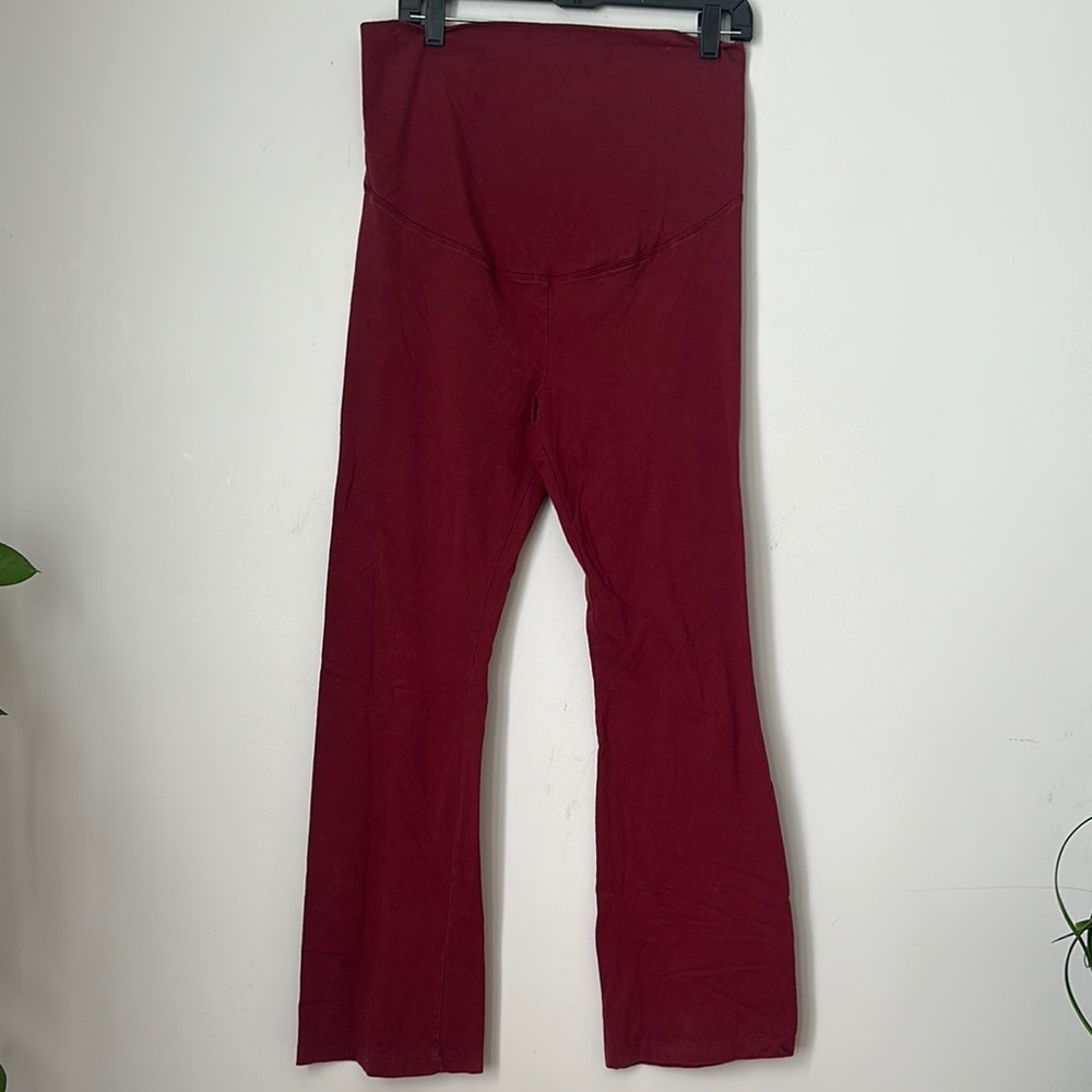 Old Navy Maternity Full Panel Leggings maroon size L 4 way stretch